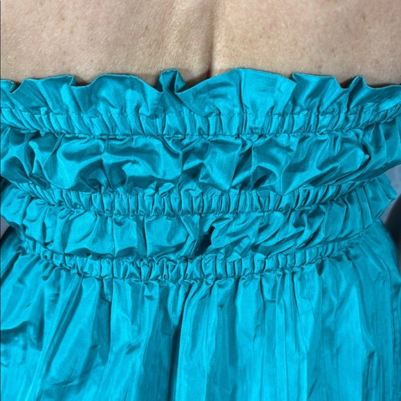 Ramy Brook Teal Halter Smocked Waist Midi Dress XS - Picture 7 of 8